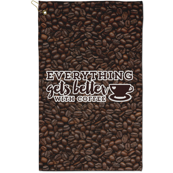 Custom Coffee Addict Golf Towel - Poly-Cotton Blend - Small