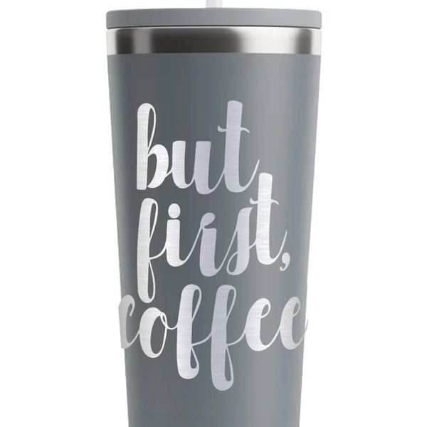 Coffee Addict Grey RTIC Everyday Tumbler - 28 oz. - Close Up