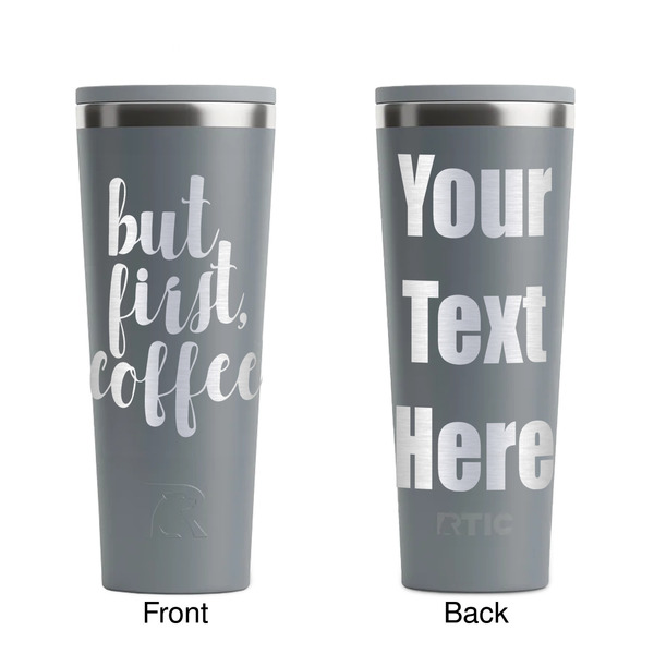 Coffee Addict Grey RTIC Everyday Tumbler - 28 oz. - Front and Back