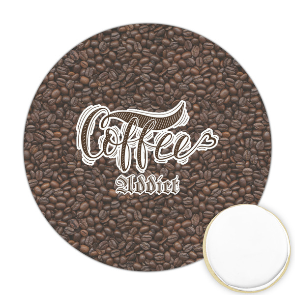 Custom Coffee Addict Printed Cookie Topper - Round