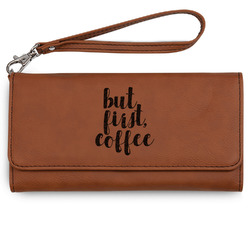 Coffee Addict Ladies Leatherette Wallet - Laser Engraved - Rawhide