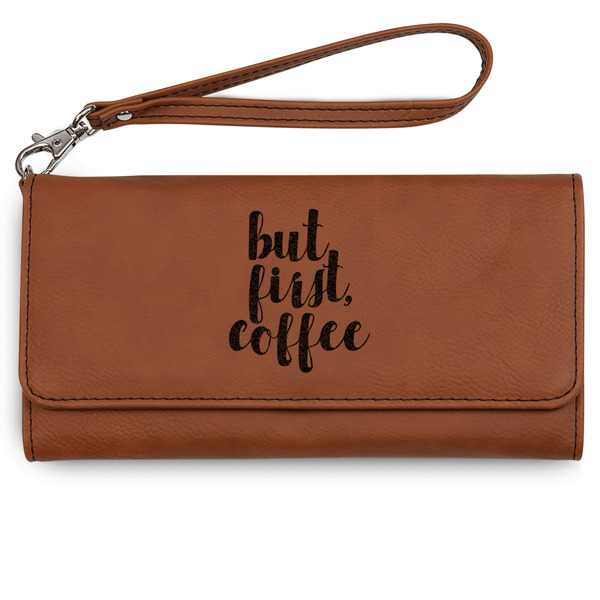 Custom Coffee Addict Ladies Leatherette Wallet - Laser Engraved