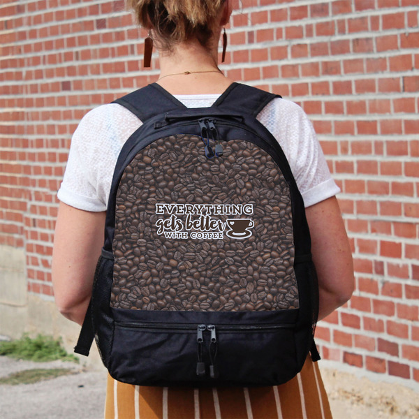 Coffee Addict Large Backpack - Black - On Back