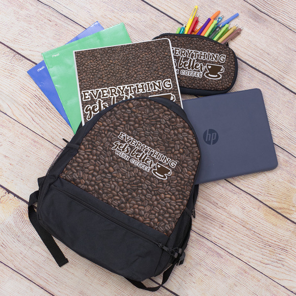 Coffee Addict Large Backpack - Black - With Stuff