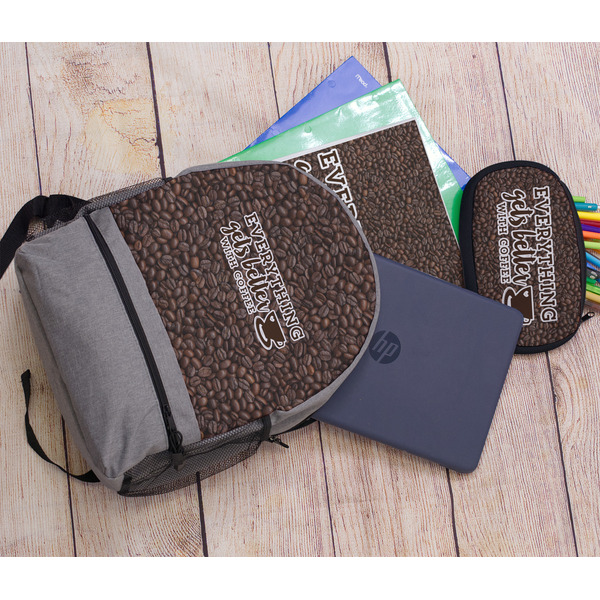 Coffee Addict Large Backpack - Gray - With Stuff