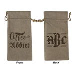 Coffee Addict Large Burlap Gift Bag - Front & Back
