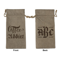 Coffee Addict Large Burlap Gift Bag - Front & Back