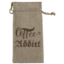 Coffee Addict Large Burlap Gift Bag - Front