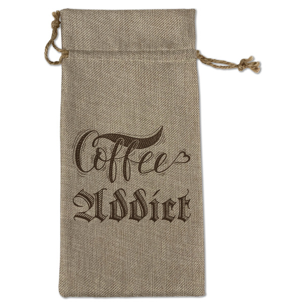 Coffee Addict Large Burlap Gift Bags - Front