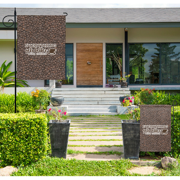 Custom Coffee Addict Large Garden Flag - Single Sided