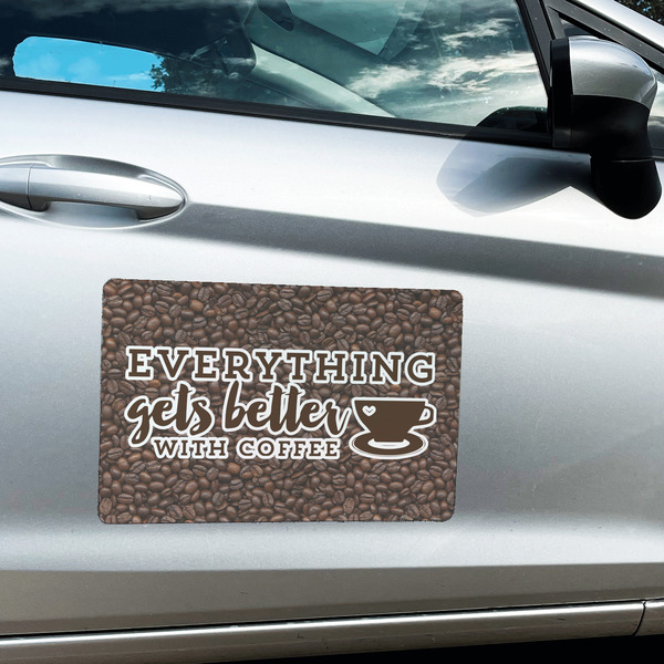 Coffee Addict Large Rectangle Car Magnets- In Context