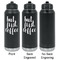 Coffee Addict Laser Engraved Water Bottles - 2 Styles - Front & Back View