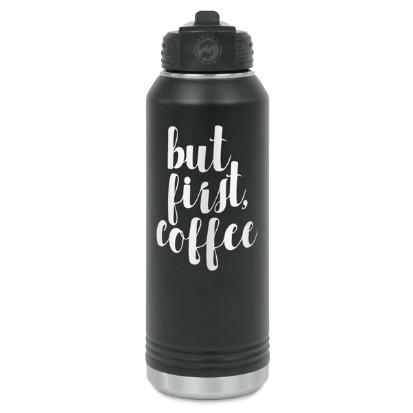 Custom Coffee Addict Water Bottle - Laser Engraved - Front
