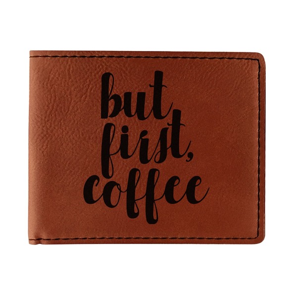 Custom Coffee Addict Leatherette Bifold Wallet - Single Sided