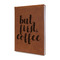 Coffee Addict Leather Sketchbook - Small - Single Sided - Angled View