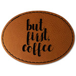 Coffee Addict Faux Leather Iron On Patch - Oval