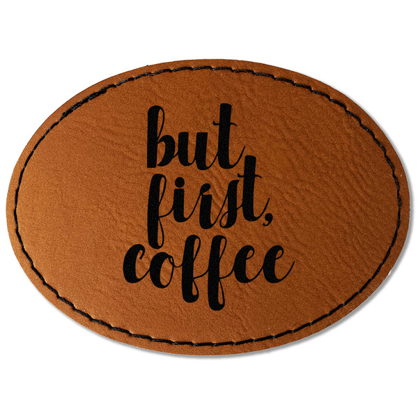 Custom Coffee Addict Faux Leather Iron On Patch - Oval