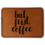 Coffee Addict Faux Leather Iron On Patch - Rectangle