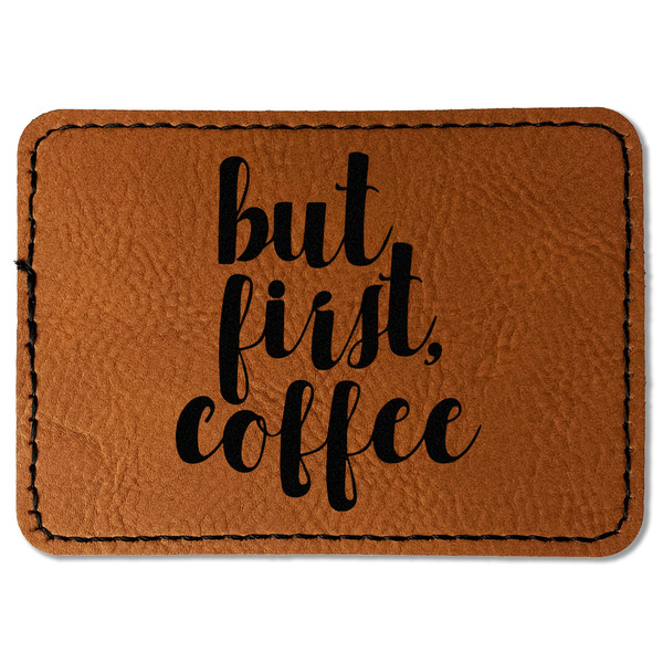 Custom Coffee Addict Faux Leather Iron On Patch - Rectangle