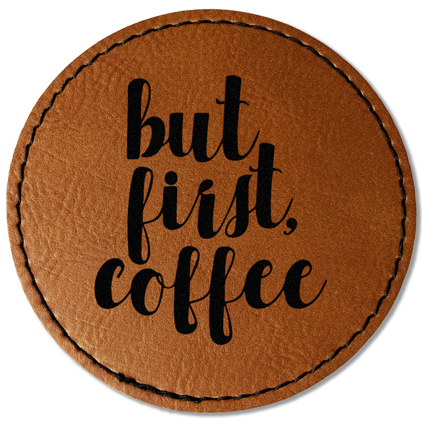 Custom Coffee Addict Faux Leather Iron On Patch - Round