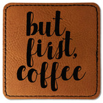 Coffee Addict Faux Leather Iron On Patch - Square
