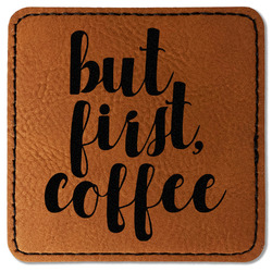 Coffee Addict Faux Leather Iron On Patch - Square