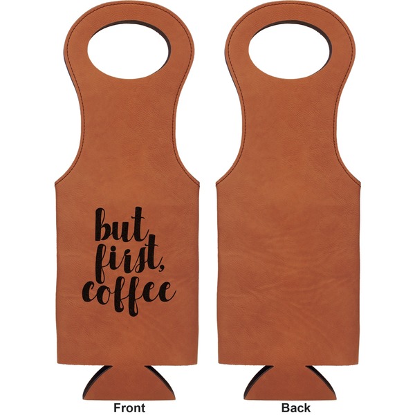 Coffee Addict Leatherette Wine Tote Single Sided - Front and Back