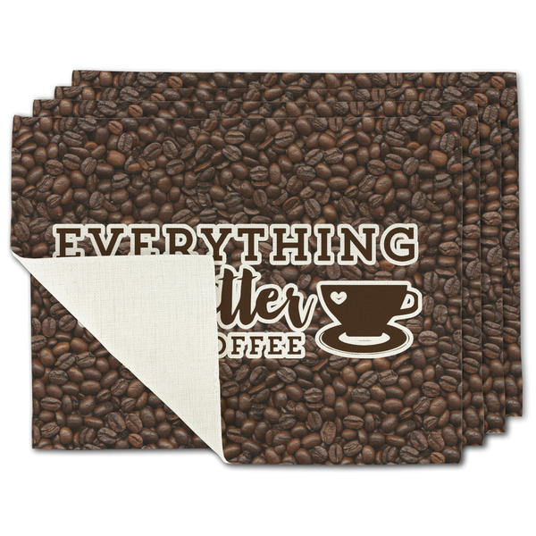 Custom Coffee Addict Single-Sided Linen Placemat - Set of 4
