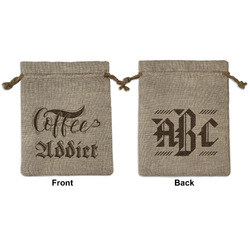 Coffee Addict Medium Burlap Gift Bag - Front & Back