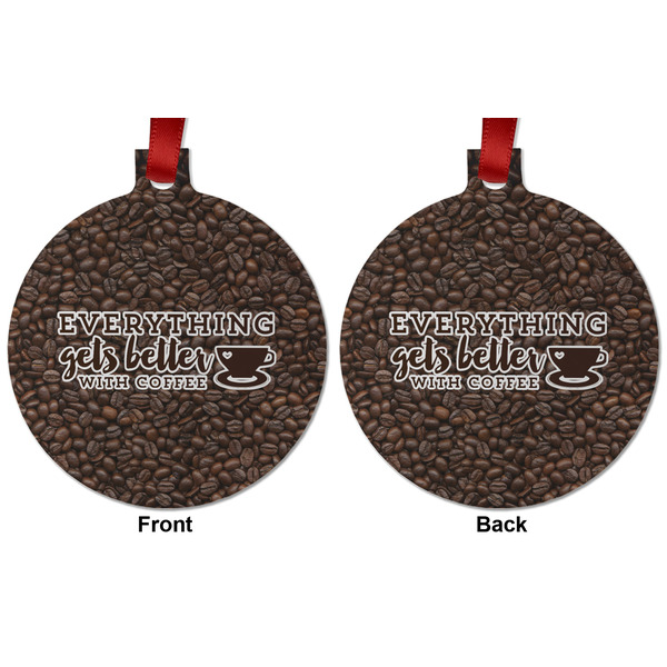 Coffee Addict Metal Ball Ornament - Front and Back