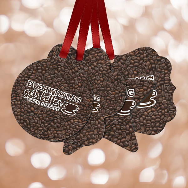 Custom Coffee Addict Metal Ornaments - Double Sided
