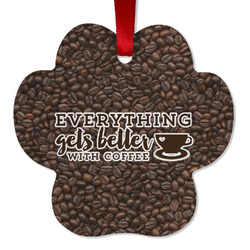 Coffee Addict Metal Paw Ornament - Double Sided