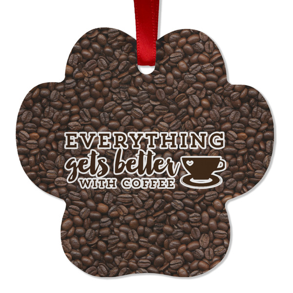 Coffee Addict Metal Paw Ornament - Front