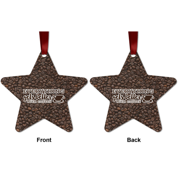 Coffee Addict Metal Star Ornament - Front and Back