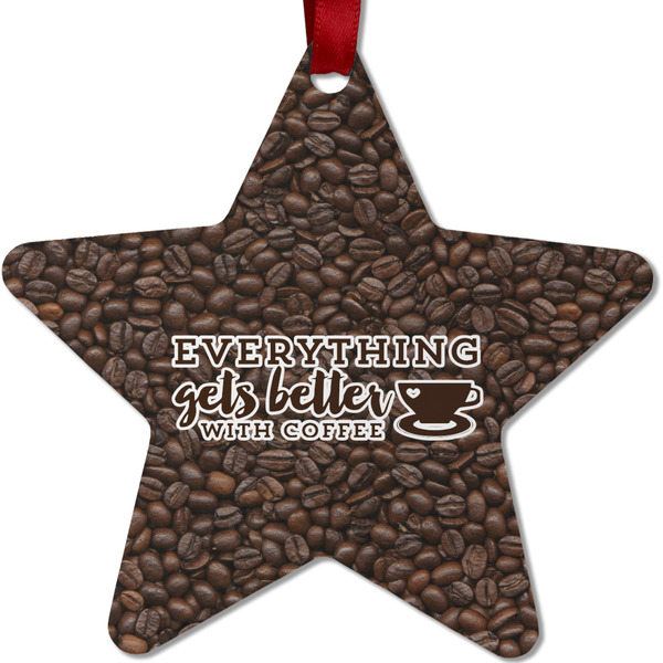 Custom Coffee Addict Metal Star Ornament - Double Sided
