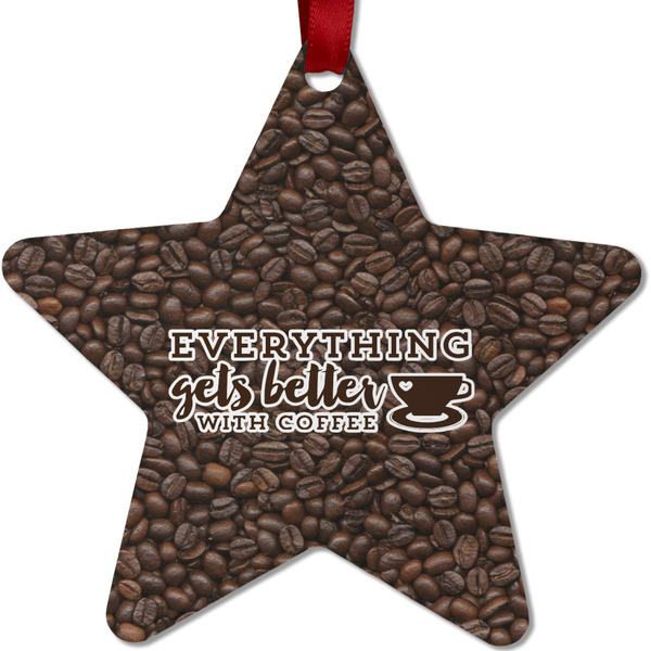 Coffee Addict Metal Star Ornament - Front