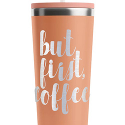 Coffee Addict RTIC Everyday Tumbler with Straw - 28oz - Peach - Double-Sided