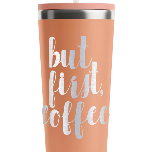 Coffee Addict Peach RTIC Everyday Tumbler - 28 oz. - Close Up