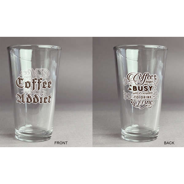 Coffee Addict Pint Glass - Two Content - Approval
