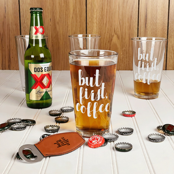 Coffee Addict Pint Glasses - In Context