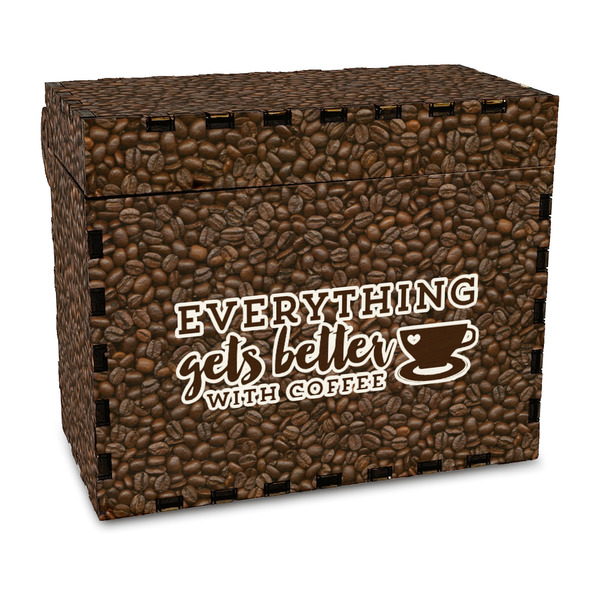 Custom Coffee Addict Wood Recipe Box - Full Color Print