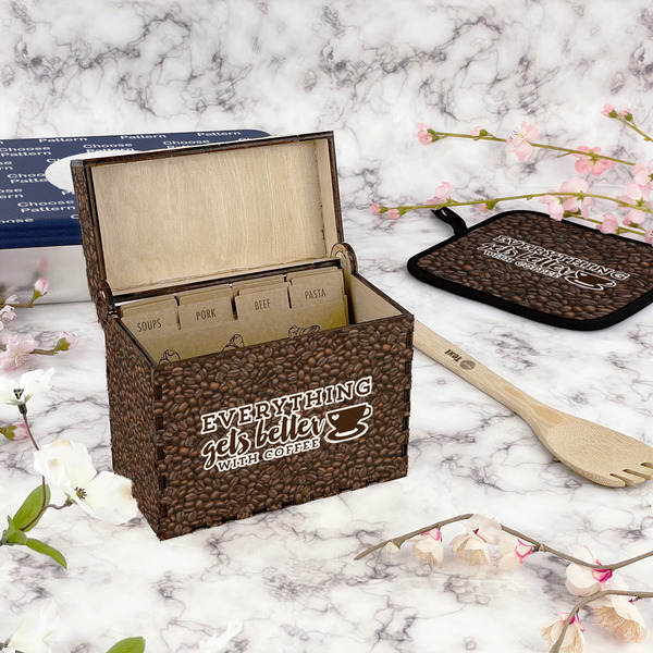 Coffee Addict Recipe Box - Full Color - In Context