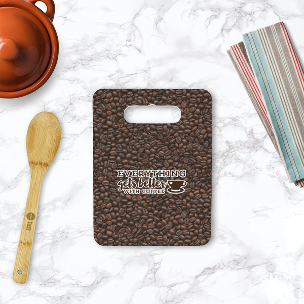 Coffee Addict Rectangle Trivet with Handle - LIFESTYLE