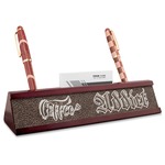 Coffee Addict Red Mahogany Nameplate with Business Card Holder (Personalized)