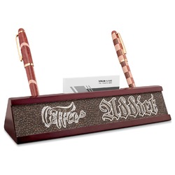 Coffee Addict Red Mahogany Nameplate with Business Card Holder (Personalized)