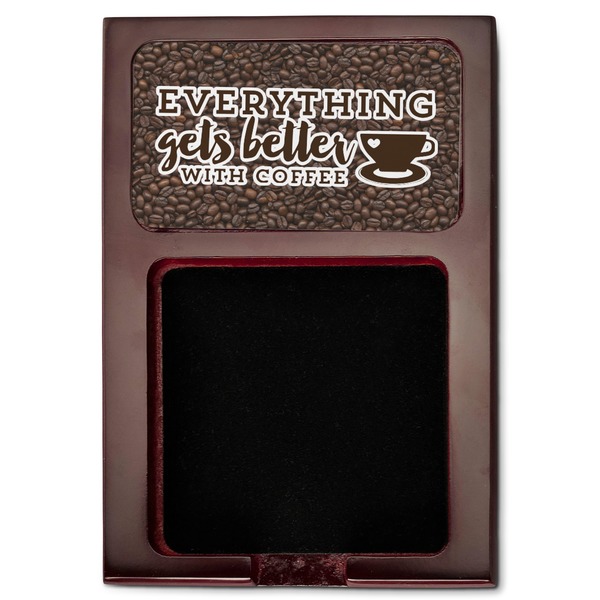Coffee Addict Red Mahogany Sticky Note Holder - Flat