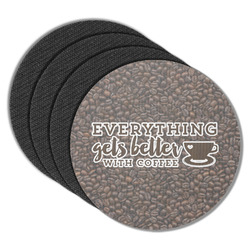 Coffee Addict Round Rubber Backed Coasters - Set of 4