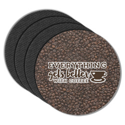 Coffee Addict Round Rubber Backed Coasters - Set of 4