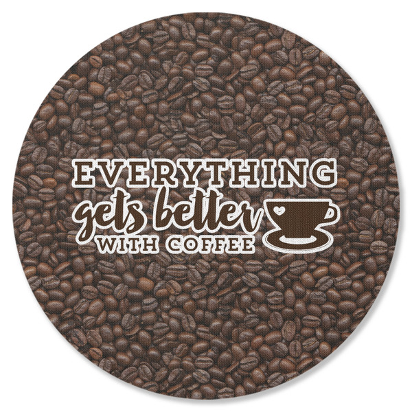 Coffee Addict Round Coaster Rubber Back - Single
