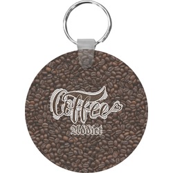 Coffee Addict Round Plastic Keychain